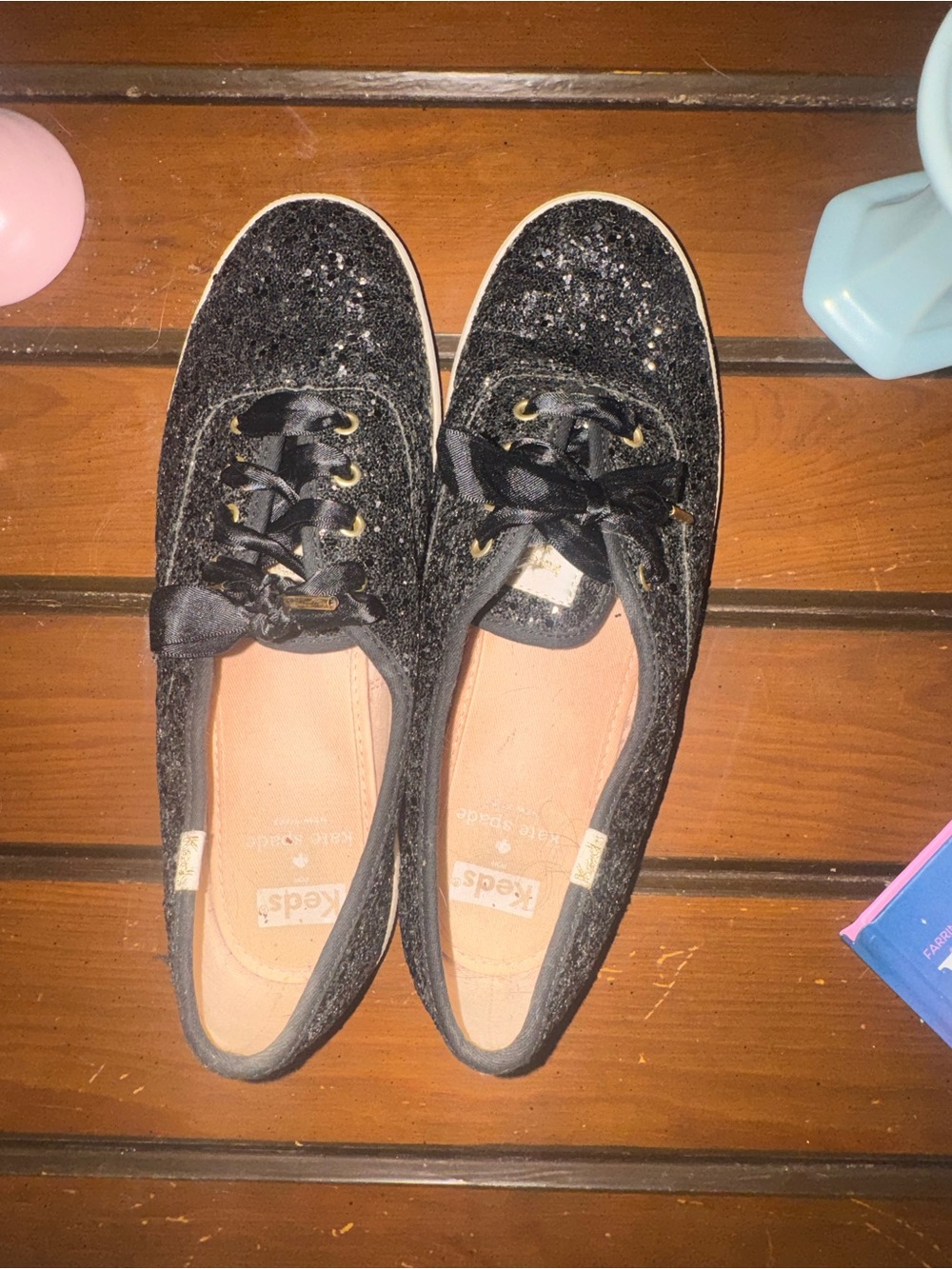 Kate Spade Keds Women's Glitter Lace-Up Sneakers in Black